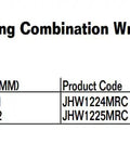 Product codes and sizes for Workhorse Four Piece Metric Ratcheting Combination Wrench Set, 21mm To 25mm