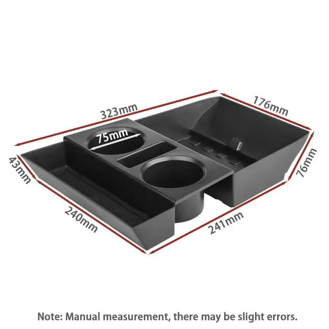 Hyundai Santa Fe Lower Center Console Organizer Insert 2024 2025 2026 dimensions, durable ABS plastic tray with compartments