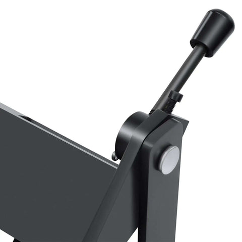 Close-up of handle and adjustment knob on 24 Inch Box And Pan Brake For Metal Bending With 0 To 135 Degree Range Heavy Duty Hand Brake W-2420A.