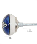 Side view of Assorted Ceramic Cabinet Knobs Set Of 12 With Chrome Hardware showing blue design, 1.6-inch diameter.
