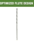Masonry drill bit, 1/8 in diameter by 3 in length, 3-flat shank, front view