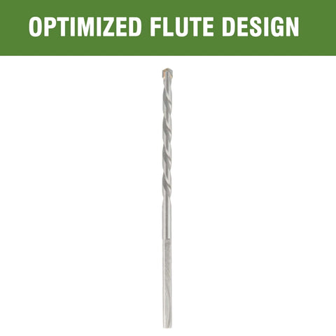 Masonry drill bit, 1/8 in diameter by 3 in length, 3-flat shank, front view