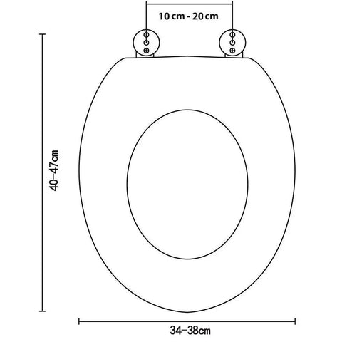 Design schematic of Premium Slow Close Toilet Seat With Soft Closing Lid And Durable Adjustable Hinges, dimensions shown.