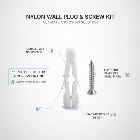 Heavy Duty Nylon Wall Plug And Screw Kit For Drywall, Hollow Brick And Foam Block Mounting, Expanding Anchors overview shot.