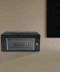 Rock Solid 4U Wall Mount Server Cabinet With Clear Glass Door Network Rack Enclosure featuring heavy-duty steel frame against beige wall.
