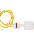 Float Switch Liquid Controller For Aquarium Pumps, Vertical Water Level Sensor With Sturdy Plastic Construction, -10 To 80 C Temperature Range, white plastic float switch with yellow cable