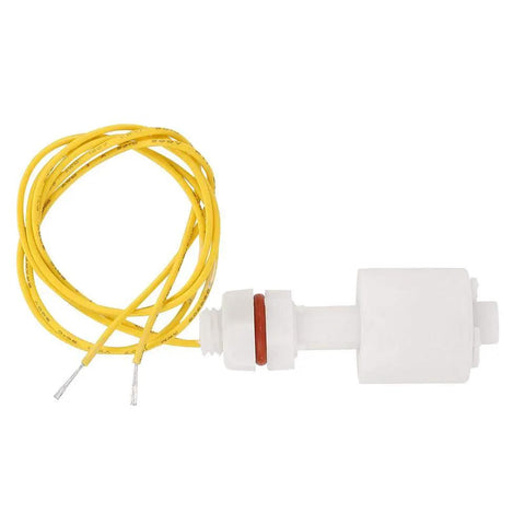 Float Switch Liquid Controller For Aquarium Pumps, Vertical Water Level Sensor With Sturdy Plastic Construction, -10 To 80 C Temperature Range, white plastic float switch with yellow cable