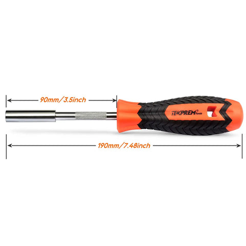 Magnetic One Quarter Inch Bit Driver With Non Slip Handle For Holding Bits And Screws, 190mm Length, Strong Magnet Tip, Hex Bit Holder For Long Or Short Shank Bits