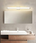 24 Inch Brushed Nickel LED Vanity Light Bar For Bathroom And Makeup Ready Mirror, Dimmable Square Wall Fixture, 4000K Natural White