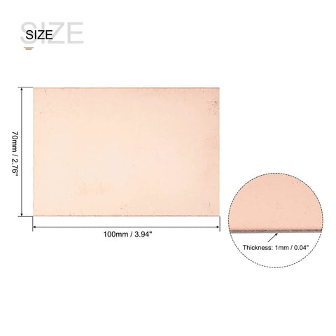 Double Sided Copper Clad PCB Boards 100mm By 70mm By 1mm FR4 Glass Fiber Prototyping Kit dimensions and thickness close-up