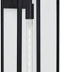 Modern Industrial Outdoor Wall Light Fixture In Mystic Black With 27 Inch Clear Glass Panels, rectangular design, front view