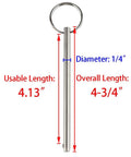 Two-pack stainless steel quick-release pin for Bimini top; 1/4-inch diameter, 4.75-inch overall length