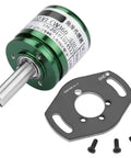 High Precision Hall Effect Angle Sensor With 0.088 Degree Resolution, 360 Degree Rotation, mounting plate and screws, green casing