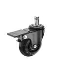 Close-up of Five Pack Black 2.5 Inch PU Transparent Office Chair Caster Wheels With 11mm Stem M11 Universal Brakes For Small Furniture Replacement Set