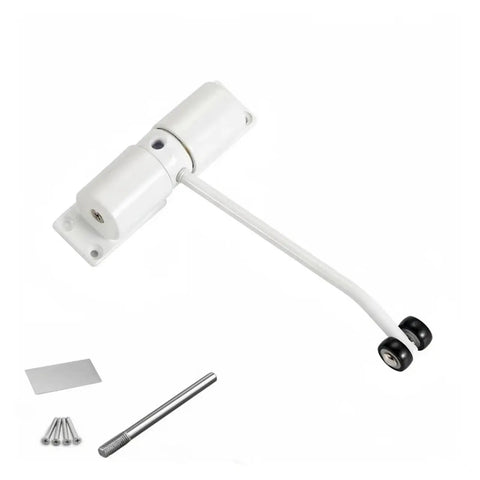 Heavy Duty Surface Mounted Automatic Door Closer For Indoor And Outdoor White Doors Easy Install Adjustable Spring Tension