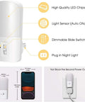 Dimmable LED Plug In Night Light With 5 To 80 Lumens Brightness And Dusk To Dawn Sensor, Soft White 3000K Nightlight design features