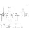 Technical diagram of Boss Level Ultrasonic Distance Sensor For Robots, dimensions shown in millimeters and inches.