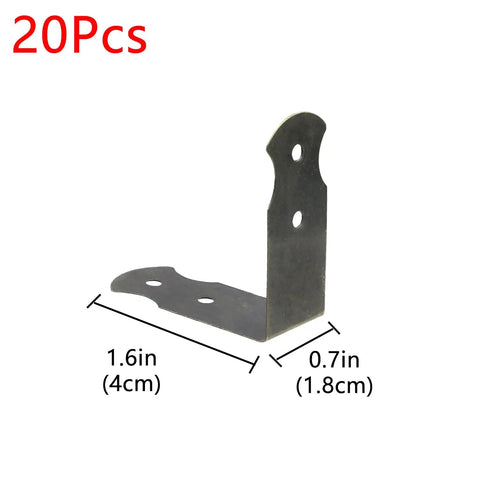 1.6 By 0.7 Inch Right Angle Corner Protector Set Of 20 With Mounting Screws, Iron Bronze Finish, side view, metal bracket