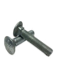 Five Eighths By Eleven Thread Galvanized Carriage Bolts Hot Dipped Four Inch Length Pack Of Ten, close-up view