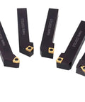 Accusize 3/4 inch shank nine-piece indexable turning and boring tool set with TiN-coated C6 inserts for steel