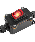 Waterproof Inline Cord Switch With Red Light Rocker Button DPST On Off Toggle Switch For Outdoor Use 20A 125V And 16A 250V Heavy Duty Start Stop Power Switch With Dual Entry And Exit Lines, black