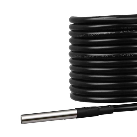 Renogy battery temperature sensor with black coiled cable and metal probe
