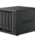 Heavy Duty Quad Bay Nas Server With Intel Celeron Six Gigs Ram Thirty Two Tb Storage Plus One Tb Nvme Cache Boost in sleek black design.
