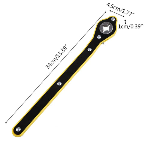 360 Degree Swivel Head Jack Ratchet Wrench With Forward And Reverse Knob, Labor Saving Hand Tool, dimensions shown