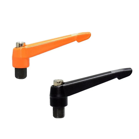 Professional Grade Tough As Nails Adjustable Clamping Handle Lever in orange and black, showing durable metal knobs for workshop use.