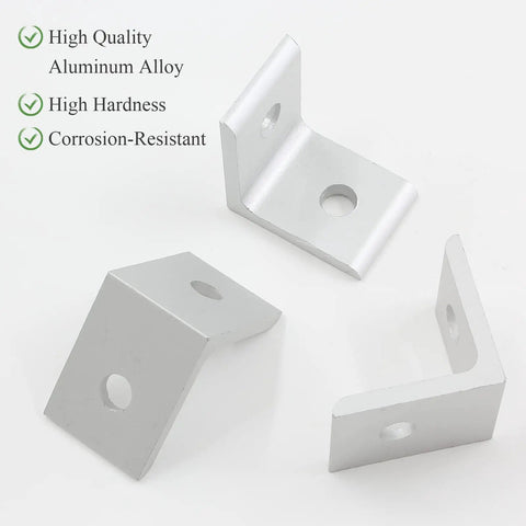 10 Pack Inside Corner Brackets For 2020 Aluminum Extrusion, 2 Hole L Shape Connectors, Silver Anodized Aluminum Alloy, Rust Resistant