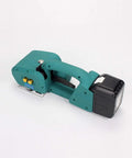Beast Mode No Sweat Heavy Duty Super Battery Powered Strapping Gun With Auto Hot Melt Sealing For Nine To Sixteen Millimeter Pet Pp Packing Bands Dock Ready side view showing the grip and battery.