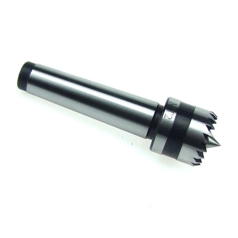 HFS MT2 woodworking lathe drive center with 1-inch crown; silver metal body