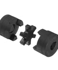 Flexible 3-Piece L-Jaw Coupling Set 3/4 to 7/8 Inch with Buna-N NBR Rubber Spider for log splitters, showing components