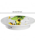 Effortless Electric Rotating Display Turntable For Jewelry Photography Gear With Clean Mirror White Finish And Smooth Body Spin Action, 20 cm diameter.