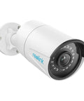 4MP PoE Outdoor Bullet IP Cam Add On For Reolink NVR Systems, wall mount, white, waterproof casing, angled view