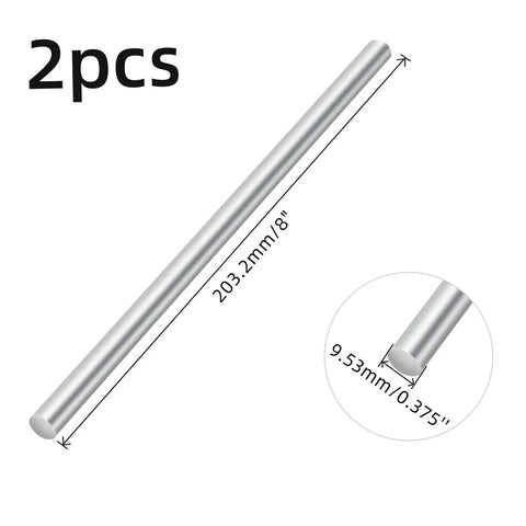 Image showing 2pcs of Three Eighths Inch By Eight Inch 304 Stainless Steel Rod Smooth Round Solid Shaft for DIYers Crafts