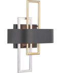 Adagio Collection 2 Light Black Modern Wall Light With Geometric Interlocking Elements For Hallway Foyer Living Room And Bedroom