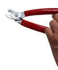 Hand using Angled Hog Ring Pliers Set With 500 Galvanized Hog Rings For Furniture And Auto Upholstery, Meat And Sausage Casings.