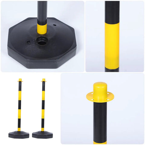 Heavy Duty Elastic Warning Bollard Post With Rock Solid Bounce Back Shield For Tight Parking Spots and Driveway Guard close-up of base and pole details