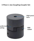 Flexible Beefy One Half Inch To Three Quarter Inch L Jaw Coupling Set Three Piece With Buna N Rubber Spider Kit Gray Cast Iron HT250