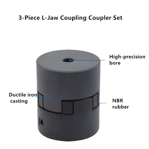 Flexible Beefy One Half Inch To Three Quarter Inch L Jaw Coupling Set Three Piece With Buna N Rubber Spider Kit Gray Cast Iron HT250