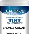 Top Shelf Bronze Cedar Semi Transparent Wood Stain Tint Concentrate bottle for outdoor wood projects and deck finishes.
