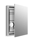 Verdera Side Mirror Kit For Surface Mount Installation with dual mirrored glass panels, shown on medicine cabinet with hardware included