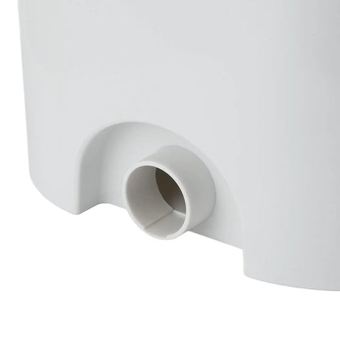 Close-up of the drain outlet on the No Fuss Portable Clothes Washer Game Changing Hand Crank Operation, compact design.