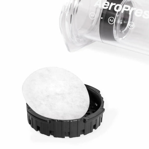 Premium White Paper Micro Filters Biodegradable Coffee Insert Chlorine Free Brew Accessory Ultra Thin Compostable Strainer on AeroPress.