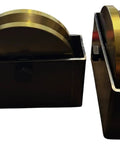 Bulletproof 6 Inch Chrome V Groove Wheels With Box Mount Rock Solid Five Eighth Axle Compatible Track Rollers 3000 LB Payload shown in a side view.