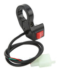 3 Speed Handlebar Control Switch for 22mm Grips Slim 5mm Thick Design for Electric Bikes Motorcycles Scooters and ATVs Easy Install Upgrade Your Ride Today, black casing with red button and connecting wires
