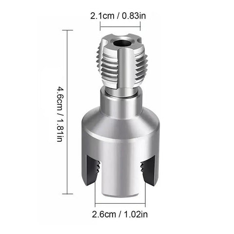 2 Piece PVC Pipe Threader Kit For DIY Home Plumbing, Pipe Tapping And Threading Tool, Quick Stripped Thread Repair In Minutes, Extracts Damaged Threads Safely For Faucets, Sinks, And Wall Pipes, 4.6cm metal tool