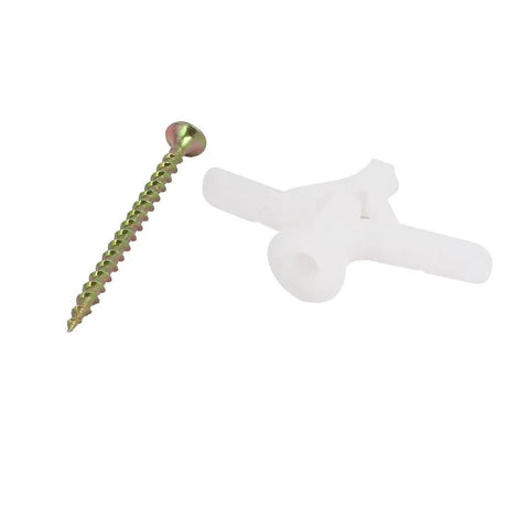 Heavy Duty Nylon Toggle Anchors With Self Tapping Screws Drywall Hollow Wall Fixings For Pictures Shelves Mirrors 25 Pack White And Bronze Tone Fasteners For A Rock Solid Grip No Sweat Ever