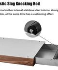 Heavy Duty Stainless Steel Espresso Knock Box Featuring Pull Out Puck Drawer Compact Grounds Catcher And Tamping Station with rubber cushioning.
